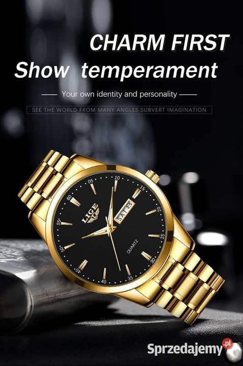 Zegarek męski klasyczny złoty garniturowiec