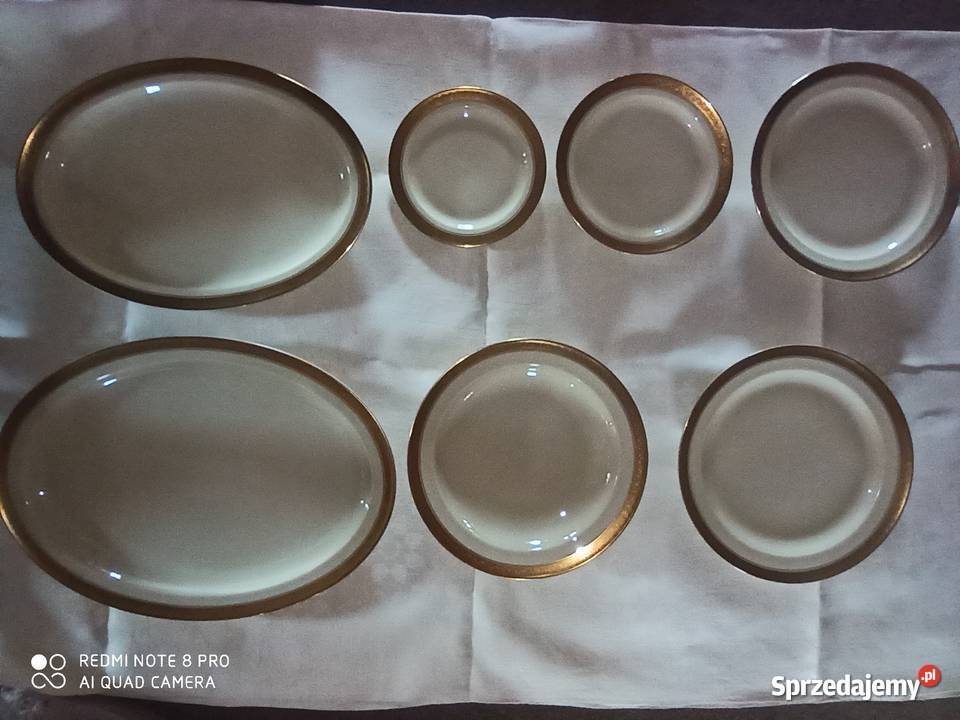 Talerz do zupy Rosenthal OLYMPIA Ecru ze złotem Porcelana i szkło