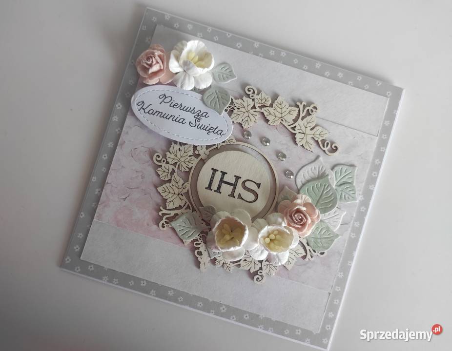 Kartka w pudełku ręcznie robiona na Komunię Łódź