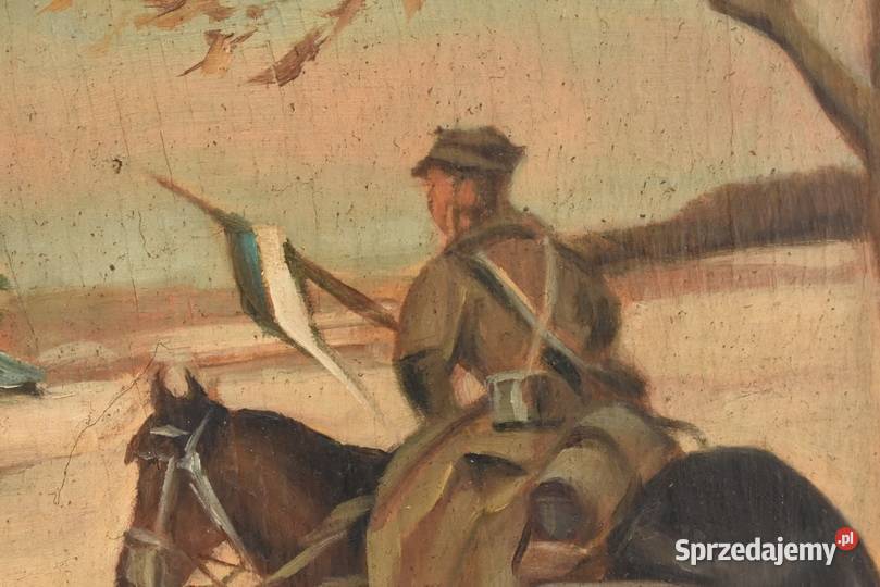 Jerzy Kossak Ułan Na Koniu w Czasie Zimy Polski Wyposażenie wnętrz Kraków