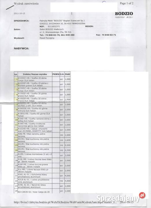 Fronty kuchenne Bodzio Heban połysk sprzedam