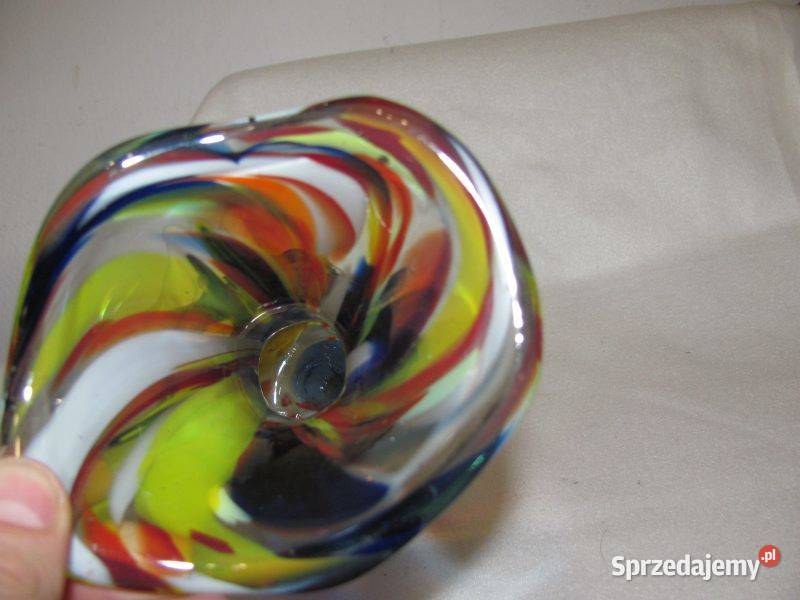 wazon flakon szklany kolorowy PRL wys 27 Porcelana i szkło Zamość