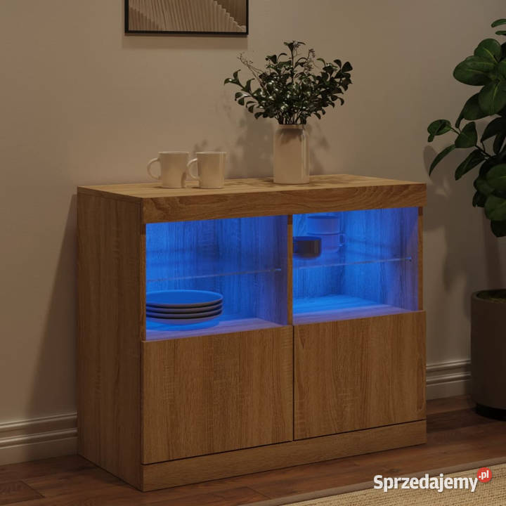 Szafka z oświetleniem LED dąb sonoma 81x37x67 mazowieckie Warszawa