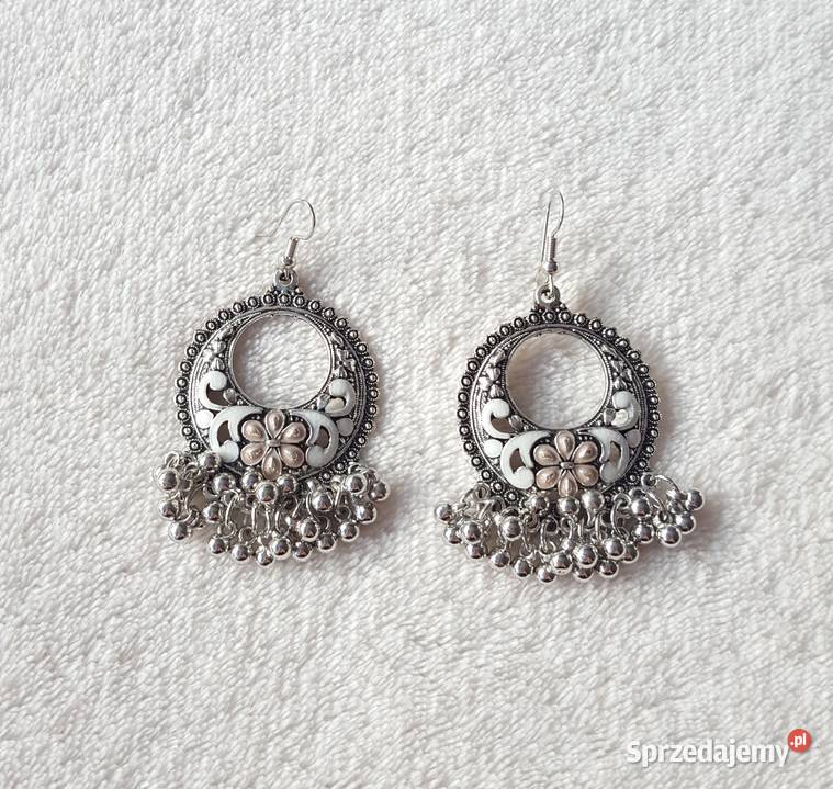 Orientalne kolczyki boho koła srebrny kolor Kolczyki