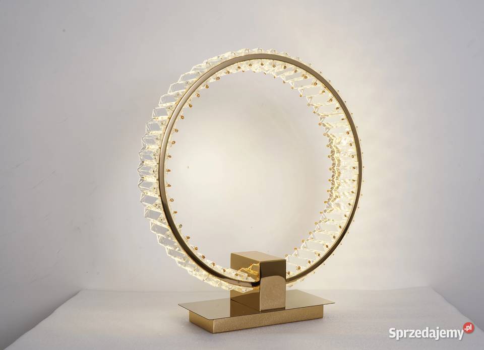Lampa stołowa kryształowa ring złota lampa nocna Warszawa