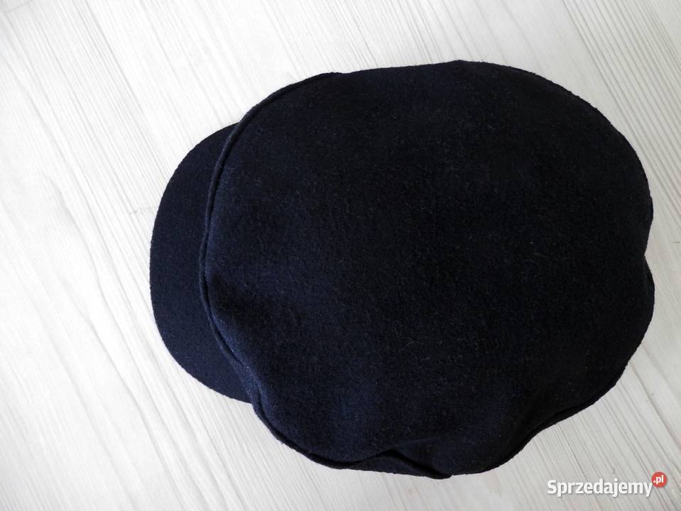 Czapka Bosmanka Czarna Wełniana Baker Boy Cap Dla kobiet Łomża
