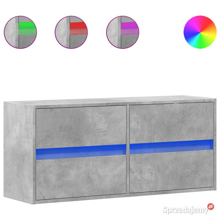Ścienna szafka TV z LED szarość betonu 100x31x45 Warszawa sprzedam