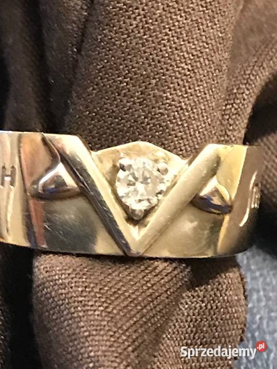 Pierścieńsygnet białe złoto z diamentem pr 750 mazowieckie Warszawa