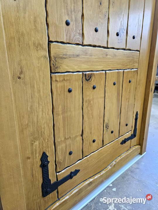 Drzwi DŁUGOSZ drewniane zewnętrzne jodełka Katowice