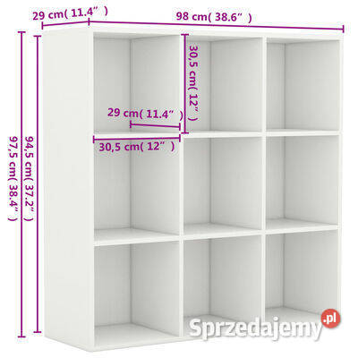 vidaXL Regał na książki biały 98 x 30 x 98 płyta Warszawa