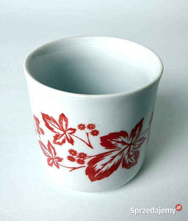 Porcelanowy kubek PRL barowy z motywem roślinnym Porcelana i szkło Kraków