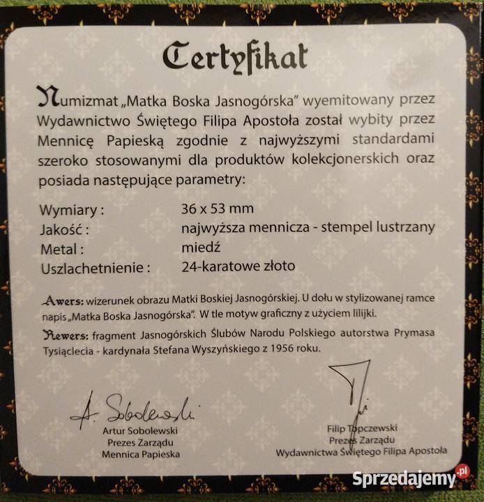 Medal okolicznościowy Matka Boska Jasnogórska śląskie Gliwice