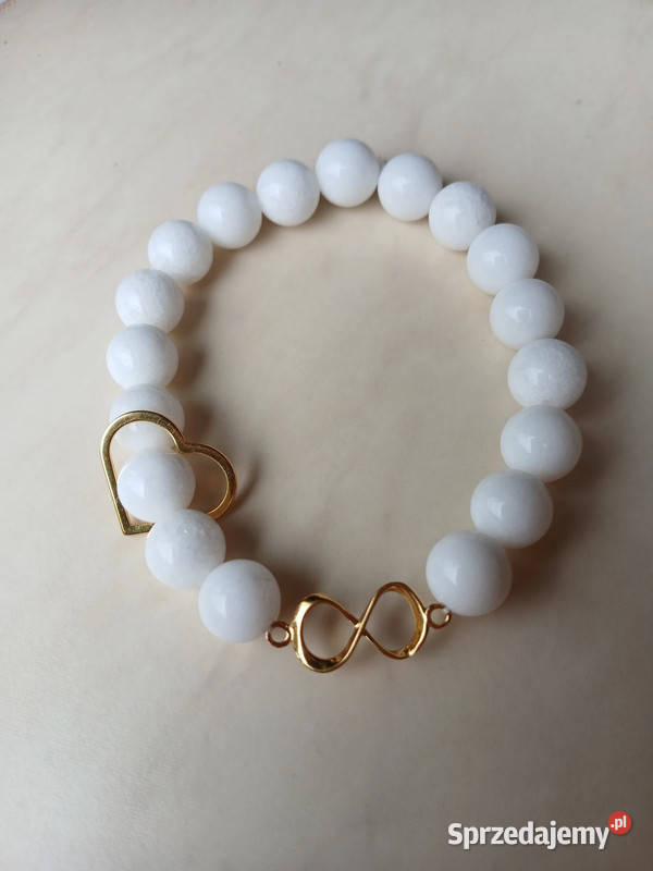 Bransoletka damska z Agatu białego serce i Kielce