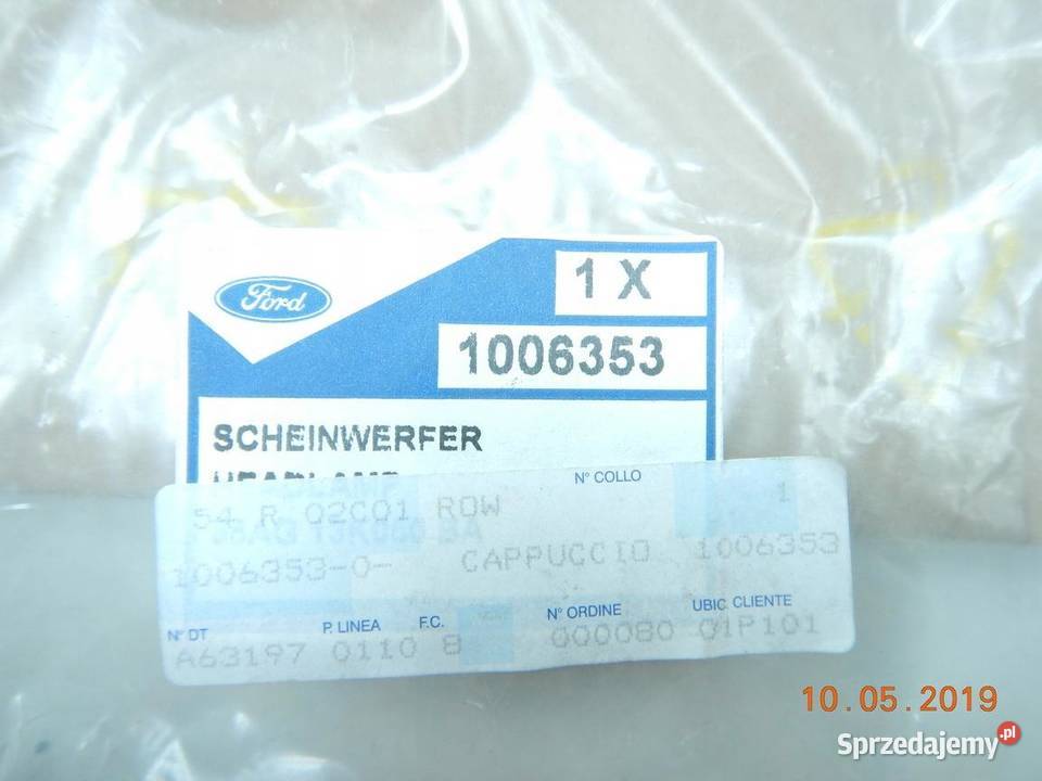 KLAPKA ZAŚLEPKA LAMPY PRZÓD FORD ESCORT MK7