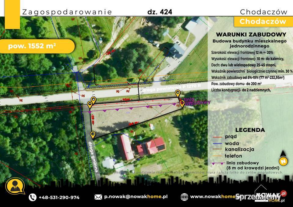 Działka budowlana pod lasem Chodaczów 1552 a