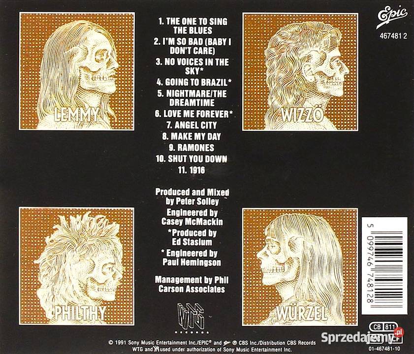 Kultowy Album CD MOTORHEADAlbum 1916 1 płyta Gliwice