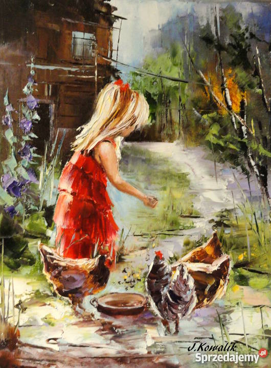Kurki Obraz olejny 30x40 dziewczynka mazowieckie sprzedam