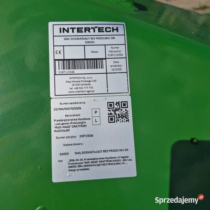 Wał dogniatający do pryzm GWD01 InterTech 30m w Wały Opoczno
