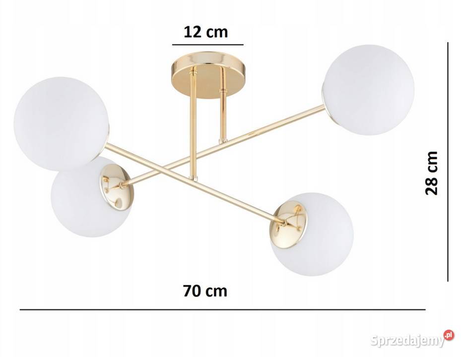 Złota Lampa Wisząca Sufitowa Żyrandol Białe 4 Choroszcz