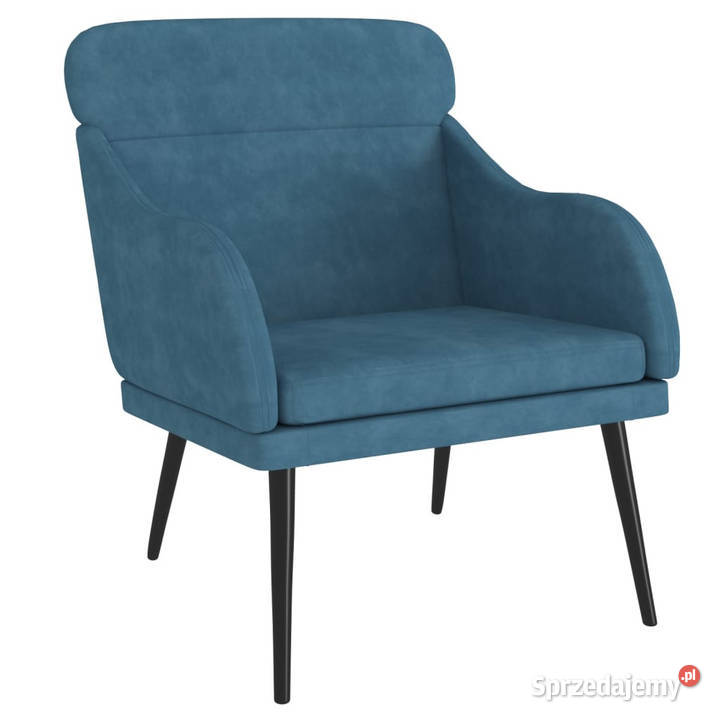 Fotel niebieski 63x76x80 obity aksamitem Warszawa