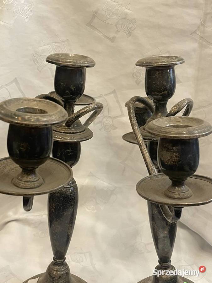 Para srebrnych kandelabrów próby 925 Kraków