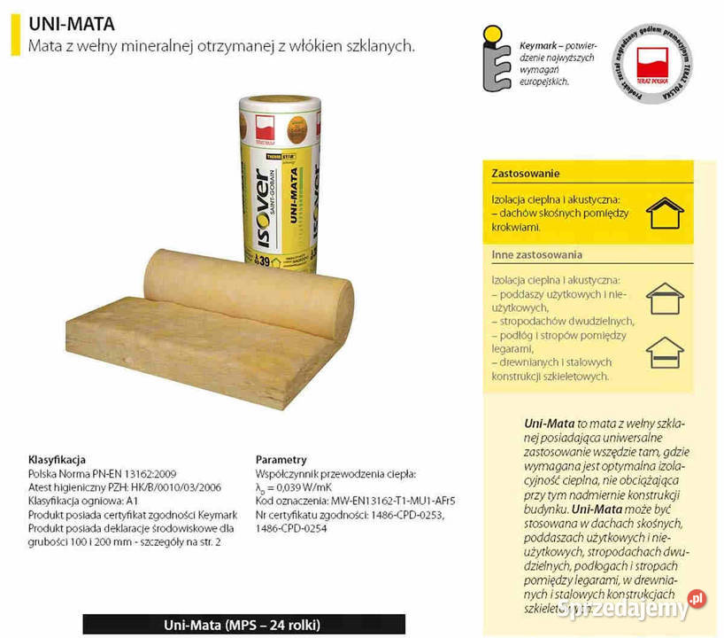 Wełna mineralna ISOVER Unimata Uni Mata 38 120 Milanówek