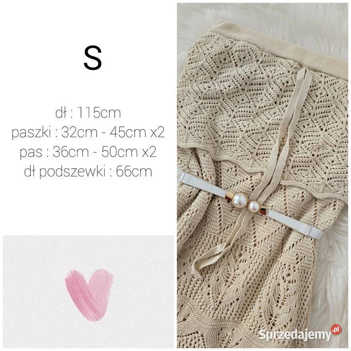 Sukienka szydełkowa boho maxi beżowa Rybnik