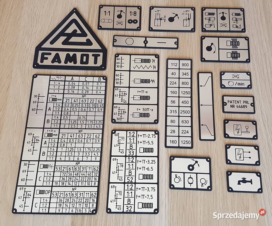 Tokarka TUM25 Tabliczka Tabliczki Komplet