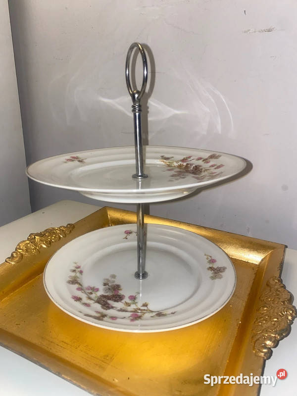 dwupoziomowa porcelanowa patera z sygnatura z małopolskie Kraków