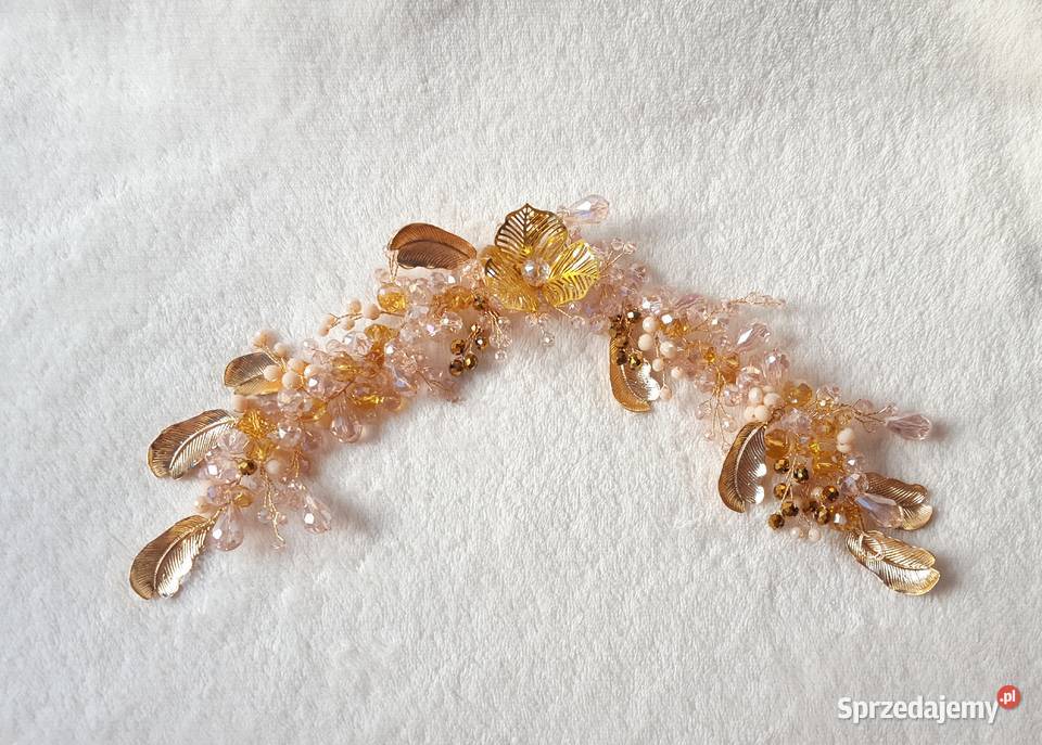 Piękna ozdoba do włosów opaska tiara wesele ślub