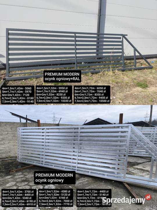 Nowość Brama przesuwna z panelem aluminiowym 4m Bramy Pabianice