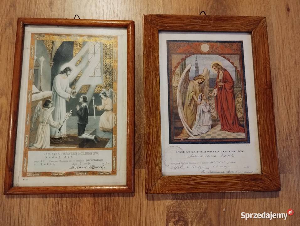 2 stare pamiątki komunii świętej Poznań