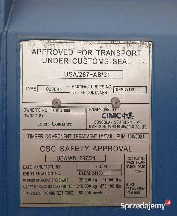 Kontener morski 12 metrowy40 HC Tani Transport Lublin