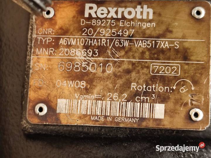 Hydromotor R992000277 Rexroth A6VM107HA1R1 JCB Wilkowo