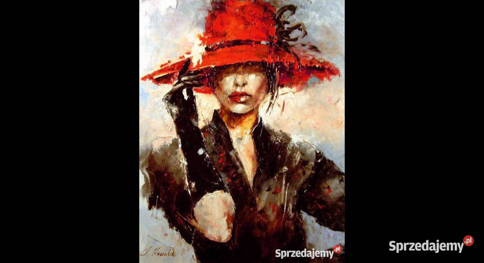 Kobieta w kapeluszu Obraz olejny szpachla 50x40 Warszawa sprzedam