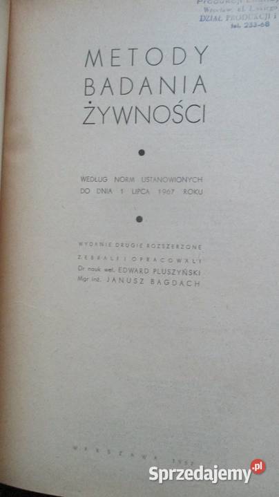 Metody badania żywności żywność żywienienormy Książki naukowe i popularnonaukowe sprzedam