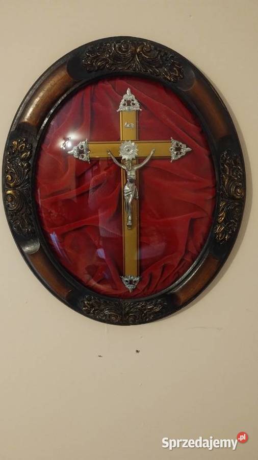 Stary Krucyfiks zakszklony Piękny Przełom IXX