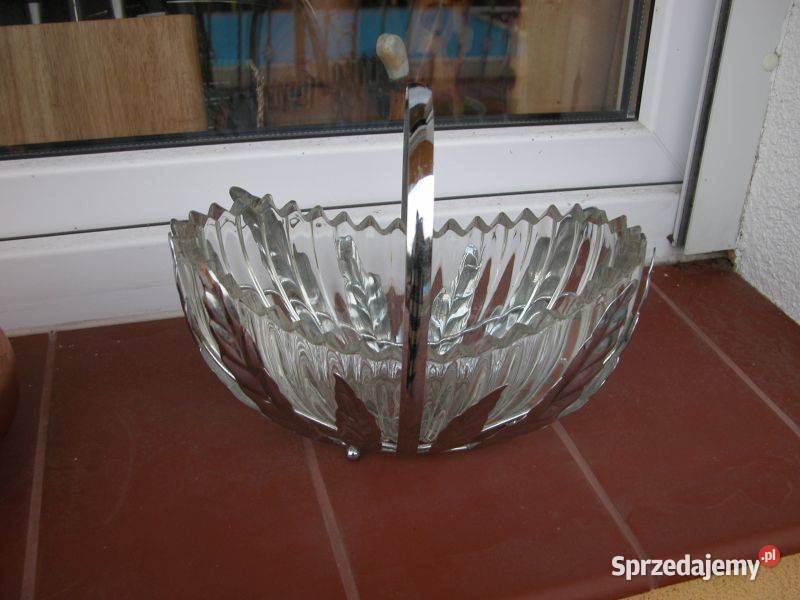 stary szklany kosz sygnowany