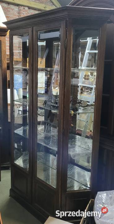 Duża dębowa witryna z lustrem i oświetleniem Zamość sprzedam