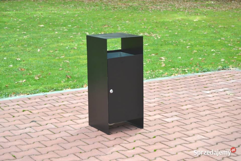 Kosz parkowy miejski stalowy z daszkiem uliczny Warszawa