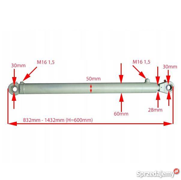 Siłownik Hydrauliczny 50x28 Skok 600 Mocowania Solec Kujawski sprzedam