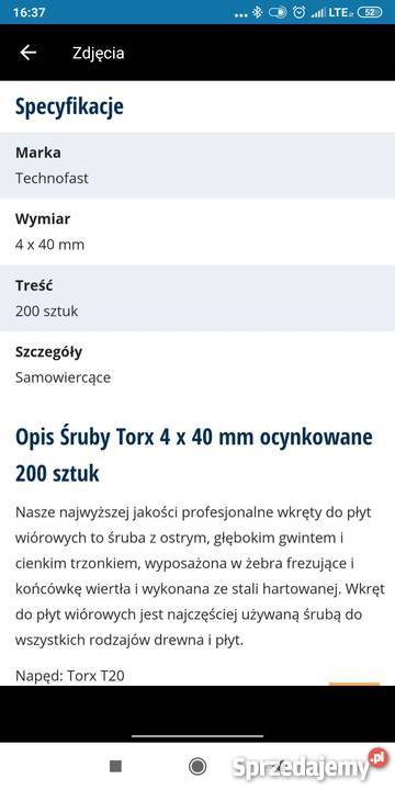 Śruby Torx 4 x 40 mm 200 sztuk okazja Bolesławiec