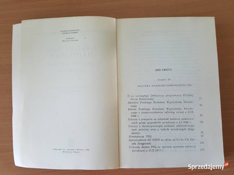 KSIĄŻKA Podstawy nauk politycznych podręcznik Rok wydania 1978 Złotniki