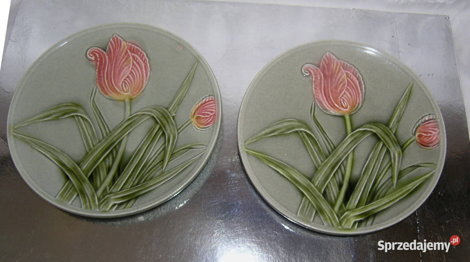 talerze majolika vintage tulipanyD 26 dolnośląskie