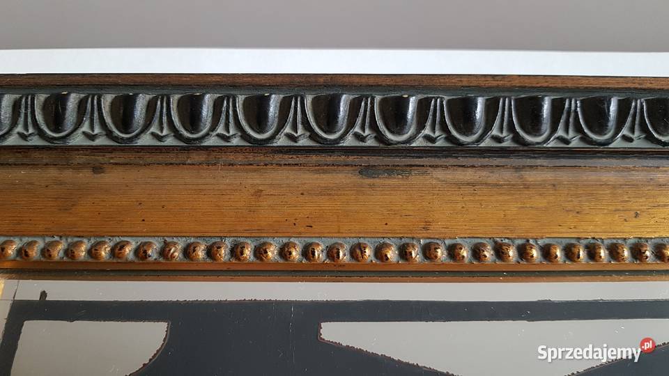 Stara grafika Cuxhaven UM 1840 w ramie z lustrem Dąbrowa Górnicza