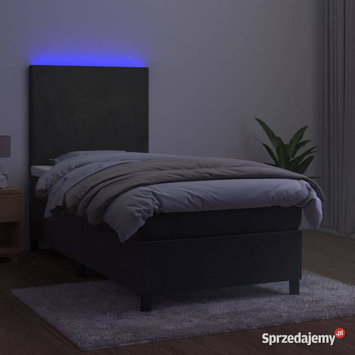 Łóżko kontynentalne z materacem i LED szary 128cm Warszawa