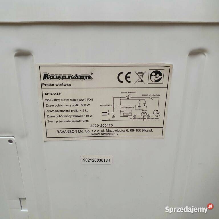 Pralkowirówka ravanson XPB72LP Lubin