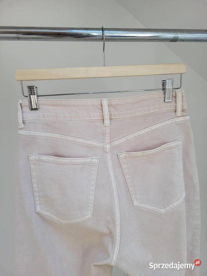 Kremowe beżowe jeansy straight mom jeans wysoki H&M małopolskie Liszki