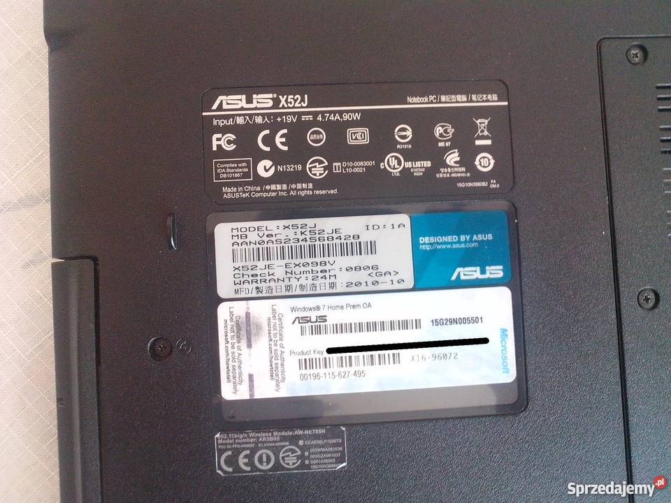 Asus X52JE Oryginalny Windows 7 i3 OKAZJA Asus Warszawa sprzedam
