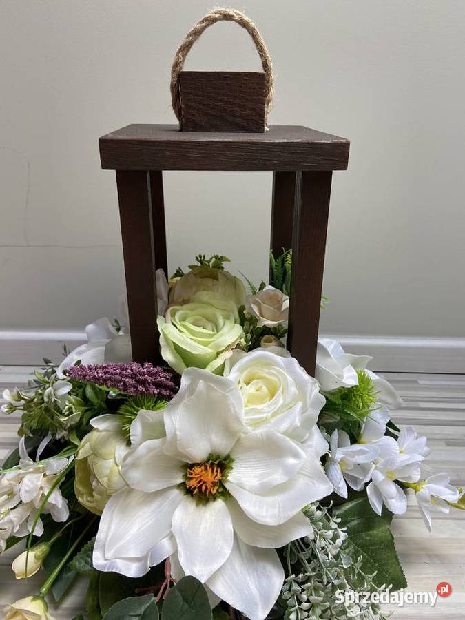 Kompozycja kwiaty sztuczne cmentarz stroik grób Kalisz